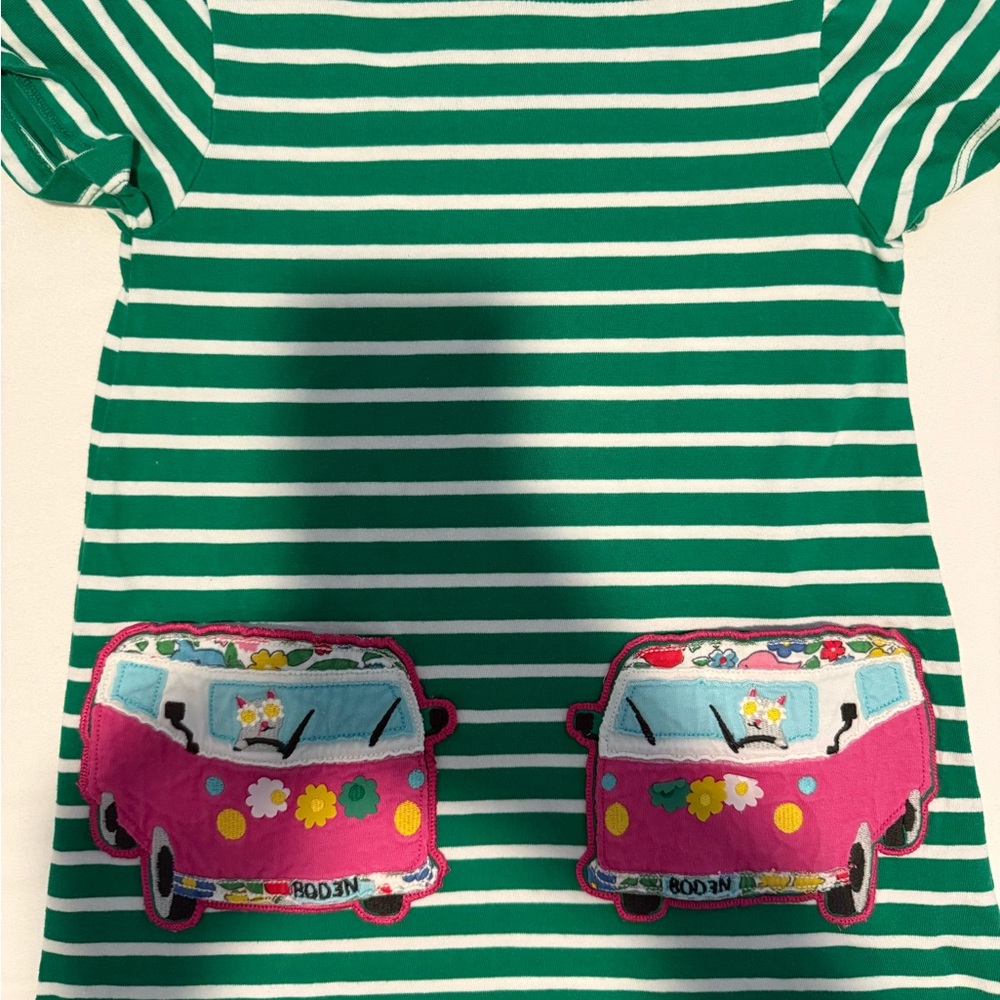 Mini Boden Green and Pink Short Sleeve Tunic/Dress with Van Design